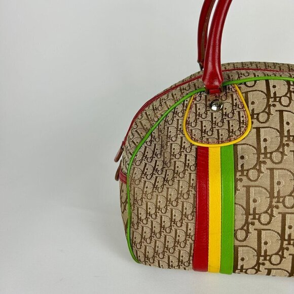 VINTAGE CHRISTIAN DIOR 2004 RASTA PRINT BOWLING BAG - Picture 2 of 12